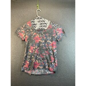 LuLaRoe Shirt Top Size Large‎ Short Sleeve Floral Pattern Gray Pink